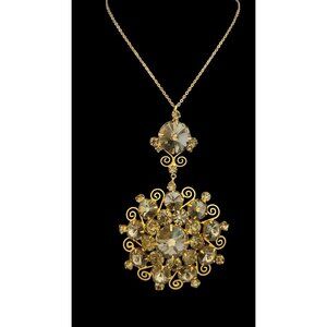 Fabulous Unsigned Huge Inverted Rhinestone Pendant Necklace (A5549)
